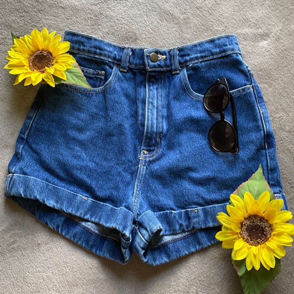 Super High Rise Denim Mom Shorts